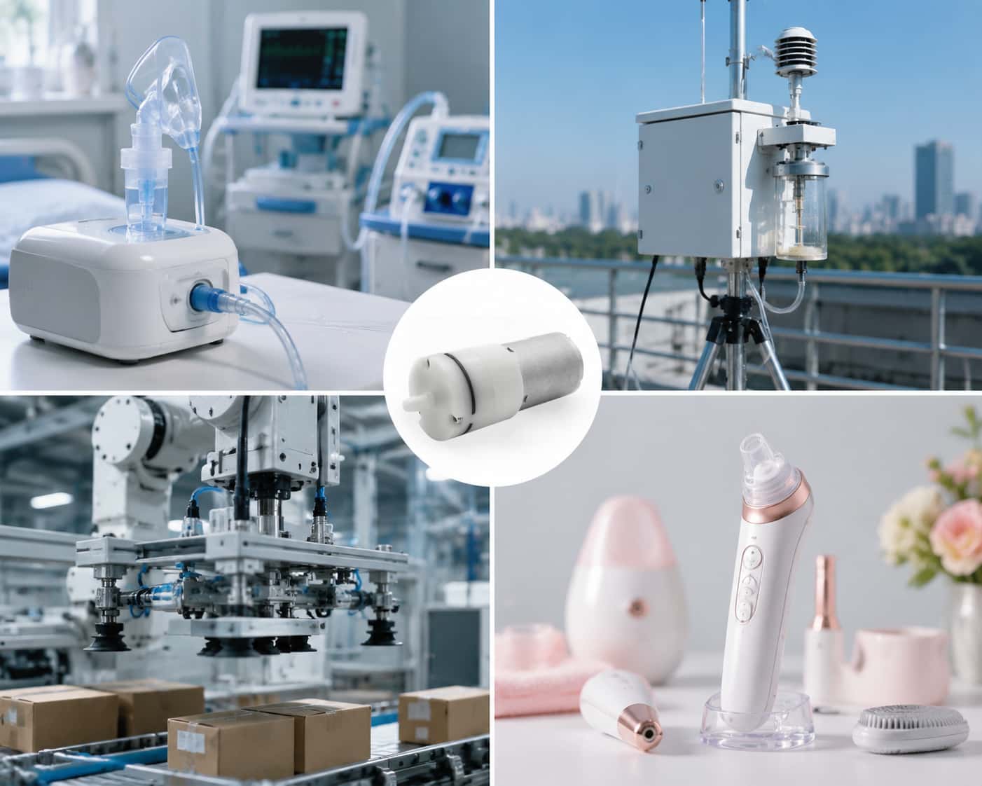 Ọnọdụ ngwa mgbapụta micro diaphragm gụnyere ngwaọrụ ahụike, sistemụ nlekota gburugburu ebe obibi, akụrụngwa akpaaka ụlọ ọrụ mmepụta ihe, na ngwaọrụ nlekọta onwe onye mara mma yana echiche njikọta mgbapụta OEM etiti