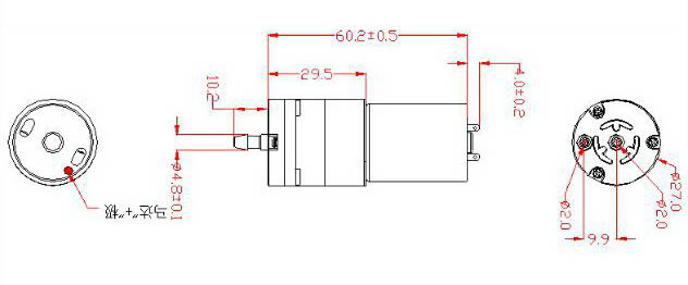 micro water pump Specification Engineering Drawing