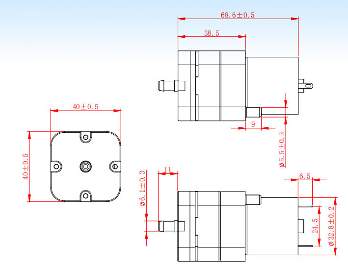 máy bơm không khí mini Thông số kỹ thuật Bản vẽ kỹ thuật