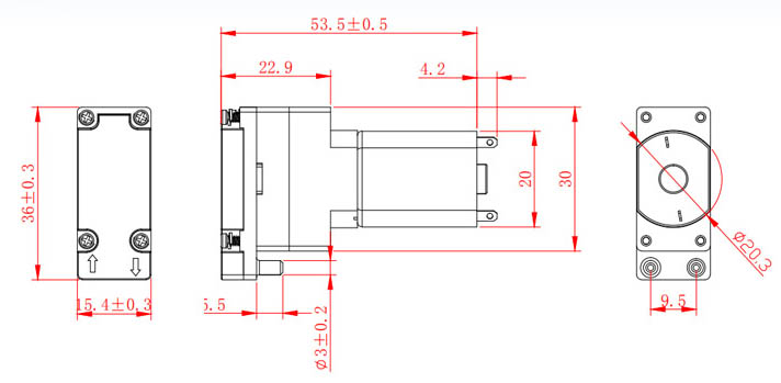 miniature air pump Specification Engineering Drawing