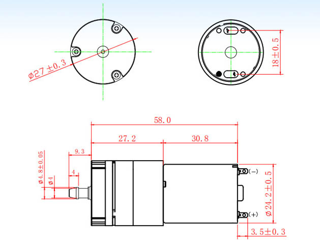 small air pump Specification Engineering Drawing
