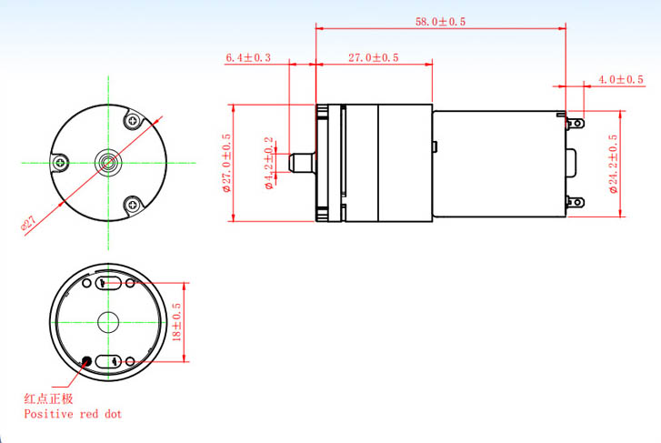 small air pumps Specification Engineering Drawing