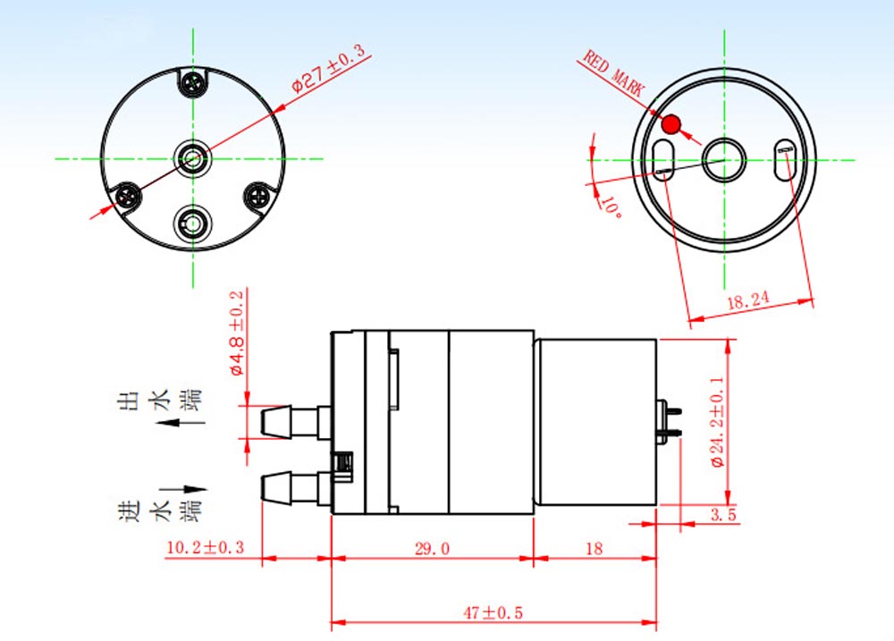 small water pump size