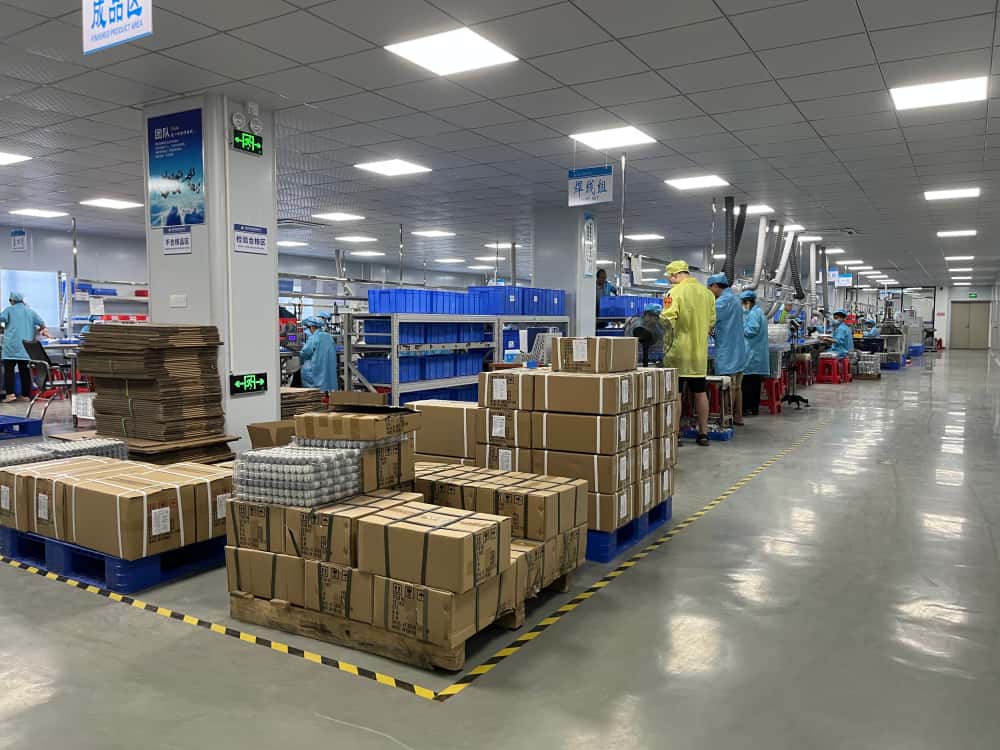 Pinmotor wire soldering workshop and finished goods warehouse for micro pump and motor production